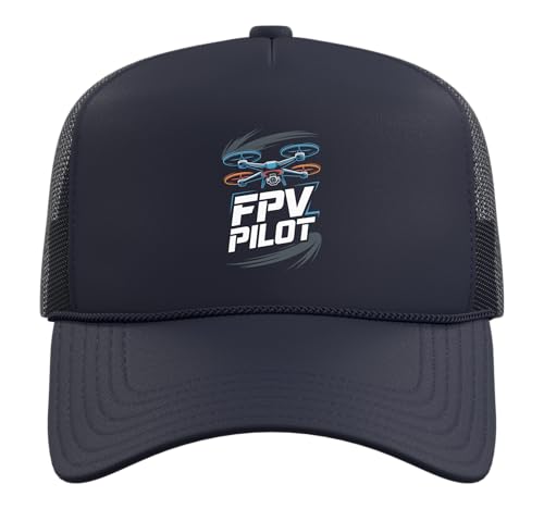 FPV Pilot Drone Racing Quadcopter Freestyle FPV Trucker Hat with Adjustable Mesh Back - color: Navy Blue