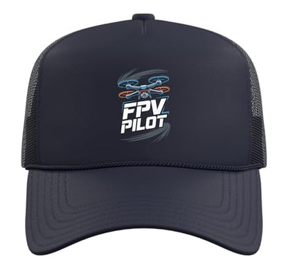 FPV Pilot Drone Racing Quadcopter Freestyle FPV Trucker Hat with Adjustable Mesh Back - color: Navy Blue