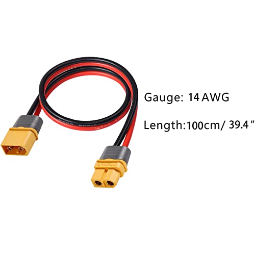 XT60 Male to Female Adapter,14AWG Silicone Extension Cable - size: XT60-XT60 1M(3.28ft)