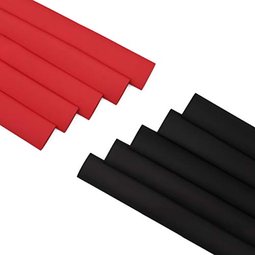 12 Ft 3/4" Black&Red Dual Wall Heat Shrink Tubing 3:1, Each 1 Ft Long, 20 PCS No Wrinkle Electrical Shrink Tube for Wires,Marine Grade with Adhesive Lined Waterproof - size: 19mm(3/4")-10FT Black&Red