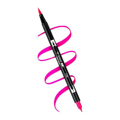 Tombow 56243 Dual Brush Pen Art Markers, Happy Hour, 6-Pack. Brush/Fine Tip