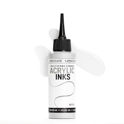 Kamenskaya Acrylic Inks for Artists - White Acrylic Ink, 3.38 Fl Oz (100 ml) - color: White