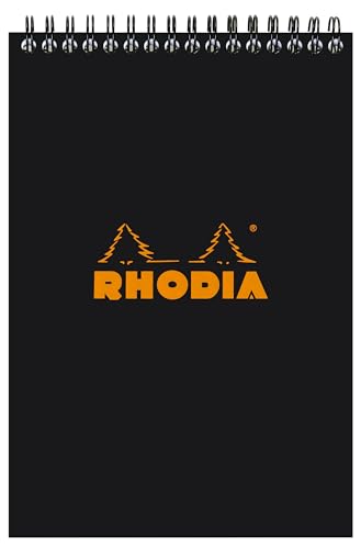 Rhodia Wirebound Pad 6X8.25 Black Grid - color: Black, size: A5, style: Square