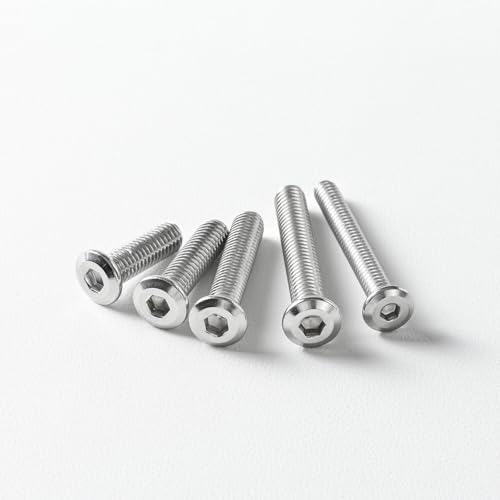 M3 x 4mm (50 Pack) Metric Flat Head Hex Socket Cap Screws Bolts, 304 Stainless Steel 18-8, Hex Drive, Bright Finish, Fully Machine Thread - size: M3 x 4