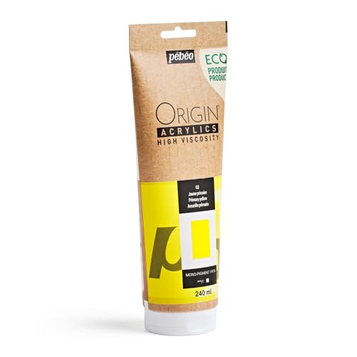 PEBEO Origin 240ml (8.11 oz) Acrylic Paint, Primary Yellow - color: Primary Yellow