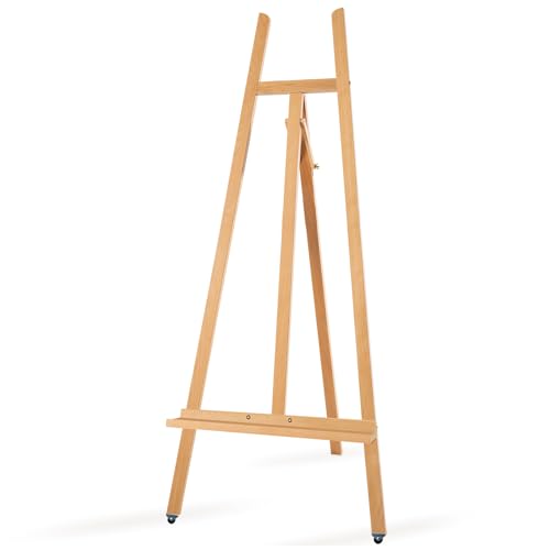 A-Frame Wooden Display Easel, Lyre Beechwood Studio Easel Stand, Natural - color: Natural