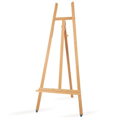 A-Frame Wooden Display Easel, Lyre Beechwood Studio Easel Stand, Natural - color: Natural