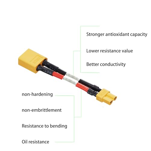 XT60 Male to XT30 Female Plug Connector,XT60-XT30 Extension Cable - size: XT60 Male-XT30 Female