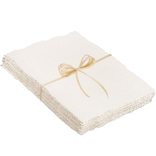 25 Sheets Watercolor Paper 7 x 10 in, 300 GSM, Deckled Edge, Ivory - size: 7 x 10 inch