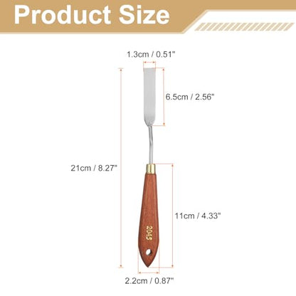 HARFINGTON 2pcs Palette Knife Painting Tool 2.56" x 0.67" Stainless Steel Teardrop Blade Spatula Painting Pallet Knives with Hole Beech Wood Handle for Acrylic Canvas, Red/Silver - size: 8.46" x 0.67" x 2.56"