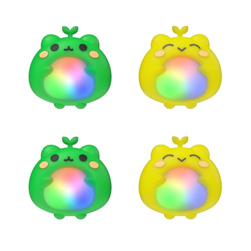 PlayVital Cute Universal Illuminated LED Thumbstick Grips for ps5, for ps4, Thumb Grip Caps for Xbox Series X/S, for Xbox One, Switch Pro, Enhanced Comfort, Joystick Protection - Frog Green & Yellow - color: Frog Green & Yellow