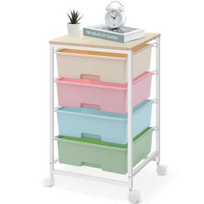 Utility Cart with 4 Drawers, Rolling Storage Cart with Drawers, Rainbow - color: Rainbow, size: 4 Drawers