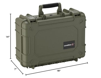 Condition 1 18" Medium Waterproof Hard Case With Foam, Model 801, Green - color: Green