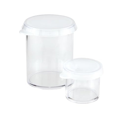 Creative Mark Assorted Pack of 14 Storage Cups - 8 Small 10 ml & 6 Large 45 ml Durable Clear Plastic Paint Containers with Lids for Artists, Students, Professionals