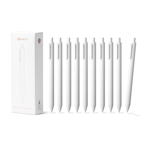Kaco PURE White Gel Pens 0.7mm Black Ink 10 Count Quick Dry Smooth Writing - color: 0.7mm 10 PCS White