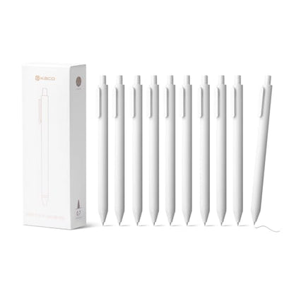 Kaco PURE White Gel Pens 0.7mm Black Ink 10 Count Quick Dry Smooth Writing - color: 0.7mm 10 PCS White