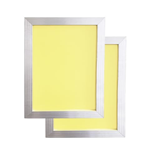 2 Pack Aluminum Silk Screen Printing Screens 12 x 16 Inch Frame-200 Yellow Mesh