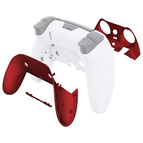 eXtremeRate Top Bottom Decorative Trim Shell Compatible with ps5 Edge Controller DIY Replacement Front Back Clip Shell, Custom Scarlet Red Plates Cover Compatible with ps5 Edge Controller - color: Scarlet Red