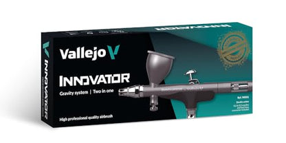 Vallejo - Airbrush Innovator, Profesional Dual-Action Gravity-Feed System with 0.2 & 0.3mm Nozzles and 0.3 fl.oz. Cup Included, Adjustable Needle-Travel Regulation, Ultra-Light Alloy Construction