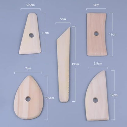 5 Pcs Pottery Clay Sculpting Tools Set,Wooden Pottery Clay Ribs Ceramic Potter Rib Ceramic Clay Sculpting Scrapers Tools Pottery Shaping Trimming Tools Ceramic Pottery Tools