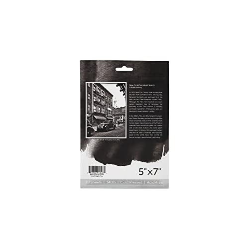 New York Central Watercolor Paper, 140 lb. Cold Press - 5"x7" 50 Sheets - size: 5x7"