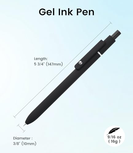 LINFANC Cute Black Gel Pens, 6Pcs 0.5mm Quick Dry Black Ink Pens Ballpoint - color: 6pcs - Elegant Black, size: 1 Count (Pack of 6)