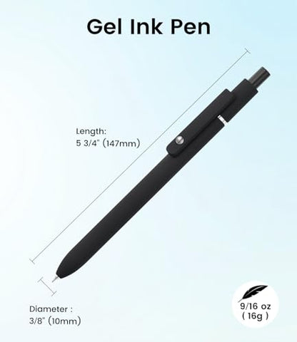 LINFANC Cute Black Gel Pens, 6Pcs 0.5mm Quick Dry Black Ink Pens Ballpoint - color: 6pcs - Elegant Black, size: 1 Count (Pack of 6)