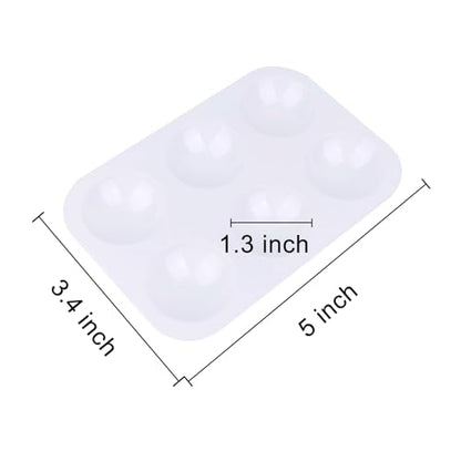 LNAUJS 8 Pack Plastic Paint Tray Palettes, 6 Well Rectangular Palette, Watercolor or DIY Craft Paint Supplies
