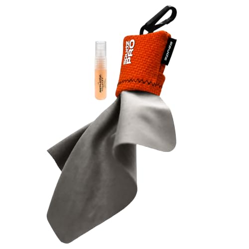 SPUDZ Pro | 10" x 10" Microfiber Cloth Screen & Lens Cleaner w/ 4ml Bottle | - color: Blaze Orange W/ Bottle of Fogzoff