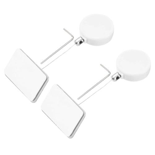 MECCANIXITY 1.8 ft Retractable Cable Lock with Square Patch Remote Control Security Lock with Adjustable Cord Tether Anti Theft for Laptop, TV, 200g, White, 2 Pack - color: White