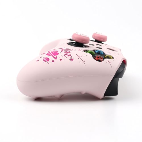 Moonlit Cats with a Loving Heart Controller Skin Compatible with Xbox Series X Wireless Controller, RALAN Protector Case， Customised Thumb Grips Cap - color: MCats Pink