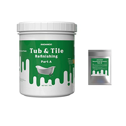 NADAMOO Tub and Tile Refinishing Kit White, Without Tools, 500g/17 oz Emulsion and 10g Hardener - style: 17.5 oz, without tools