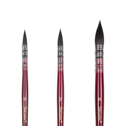 3-Piece Detail and Round Pointed Paint Brush Set - Red - color: Red