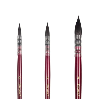 3-Piece Detail and Round Pointed Paint Brush Set - Red - color: Red