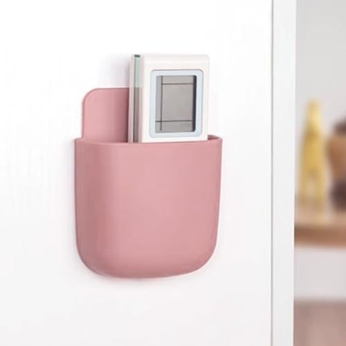 Remote Control Holder Wall Mount, Air Conditioner Remote Holder Organizer, Self Adhesive No Drill Storage Box for TV AC Controller, Space Saving Home Wall Organizer - color: pink, size: moderate