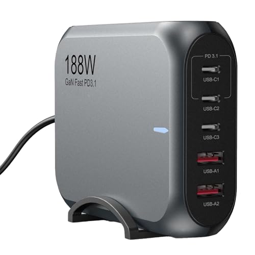188W 5 Port USB-C Charger for DJI Mini 4 Pro,Mini 3/2/2 SE,Mavic Mini Drone,Aavta,Action 3/4,RC/RC 2 Remote Controller Fast Wall Charge Accessories