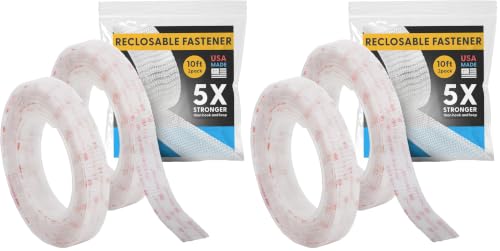 Industrial Strength -10FT 2Pack - Clear Indoor/Outdoor Adhesive Mounting Tape- Self Mating Reclosable Fastener Compatible with 3M SJ3550 / SJ3560 Dual Lock (Pack of 2) - size: 10 FT X 4 PACK, style: Clear