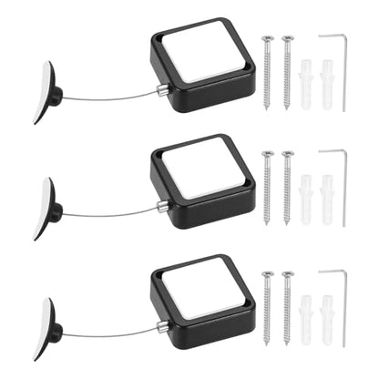 PATIKIL Retractable Remote Control Cable Tether (4.9ft /1.5M, Black)(3 Set) Remote Control Security Lanyard Lock Adjustable Locking Leash with Plastic Cap and Screws, Suit for - Tablets - color: Black, size: 4.9 ft