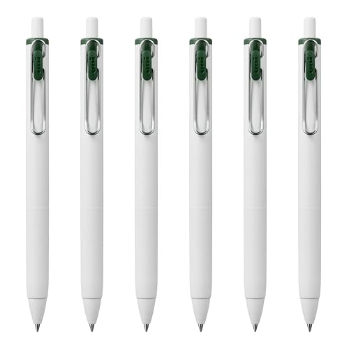 Uni-Ball one Retractable Gel Pens, Medium Point (0.7mm),Green Black Ink, 6 Pens - color: Green Black, style: Medium
