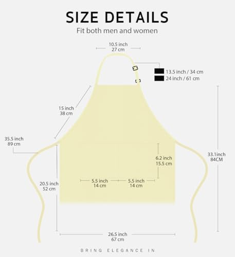 Syntus Apron for Men Women, Adjustable Cooking Kitchen Apron with 2 Pockets - color: Cream, style: 2 Polyester