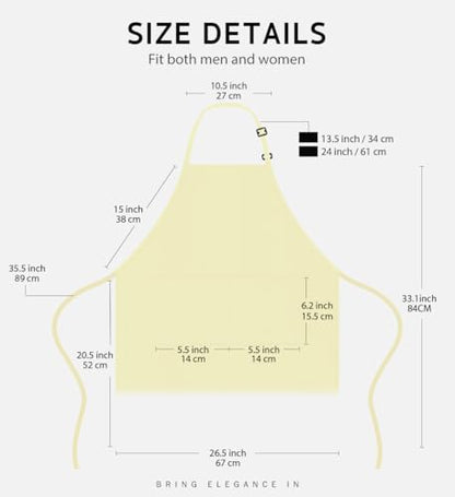 Syntus Apron for Men Women, Adjustable Cooking Kitchen Apron with 2 Pockets - color: Cream, style: 2 Polyester