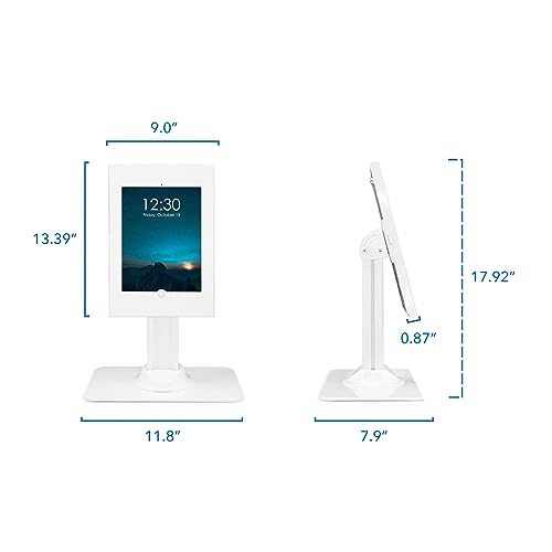 Mount-It! iPad Kiosk Stand, Anti-Theft Steel Countertop Enclosure, White - color: White
