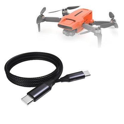 BoxWave Cable Compatible with Fimi Mini 3 Drone with 3 Batteries - DirectSync PD Cable (3ft) - USB-C to USB-C (100W), Type C Braided Charge and Fast Sync - Jet Black