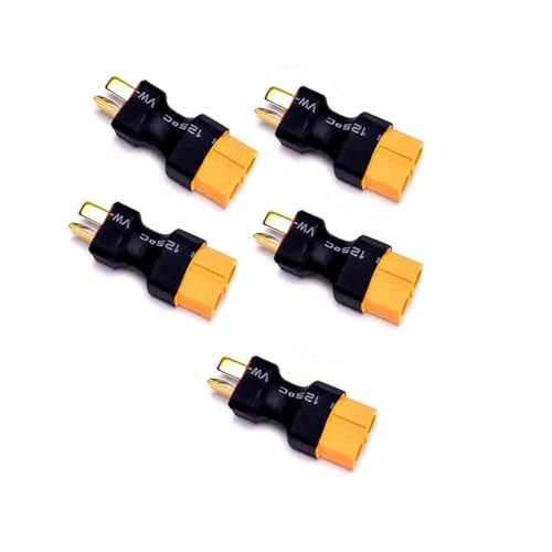 5pcs XT60 Female Connector to T-Plug Male Connector Adapter for RC Car Plane Lipo Battery ESC (Female XT60 to Male T-Plug) - size: XT60 Female to T Plug Male