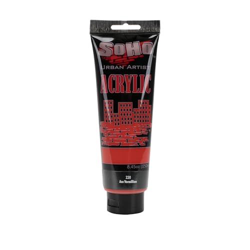 Soho Urban Artist Heavy Body Acrylic Paint - 250 ml Tube - Azo Vermilion - Thick, Rich Color, Excellent Coverage, Professional Quality - Artists Acrylic Paint - color: Azo Vermilion, size: 8.45 Fl Oz (Pack of 1)