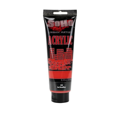 Soho Urban Artist Heavy Body Acrylic Paint - 250 ml Tube - Azo Vermilion - Thick, Rich Color, Excellent Coverage, Professional Quality - Artists Acrylic Paint - color: Azo Vermilion, size: 8.45 Fl Oz (Pack of 1)