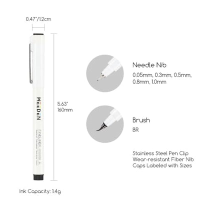 MEEDEN Micro Fineliner Drawing Pens: 6 Sizes, 0.05-3mm, Black Archival Ink - style: Multi-size (6 PCS)