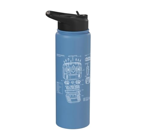 RC Transmitter Blueprint FPV Drone RC Car Radio Controller Stainless Steel Insulated Water Bottle - color: Light Blue