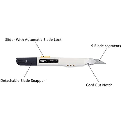 Utility Knife, DAT Series-X Portable Box Cutter, Fine Point Arts and Crafts Blade for Precision Cutting, with 10 Blade Pieces (White, 1 Cutter 10 Blades) - size: 1 Cutter 10 Blades