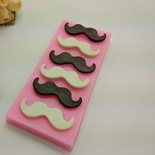 Cute 6 Cavities Funny DIY 3D Mustache Beard Silicone Mold for Fondant Chocolate Candy Gum Paste Cake Decor Baking Desserts Ice Tool